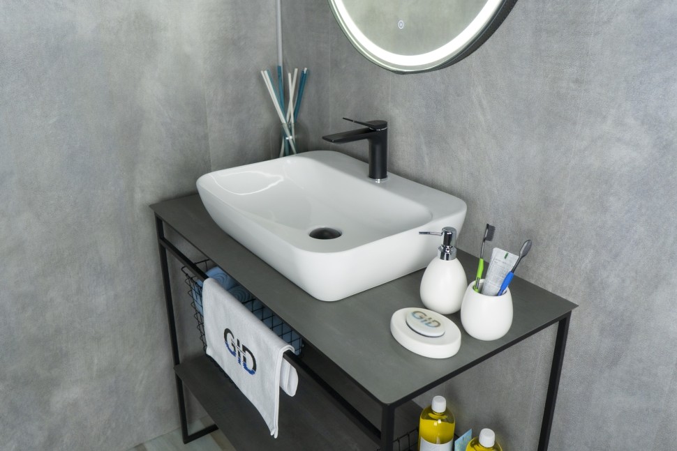 Раковина Gid N9047 51184 накладная белая 55x42x15