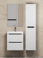 Шкаф-пенал для ванной Uperwood Tanos подвесной, 33х27х150 см, универсальный, белый/графит