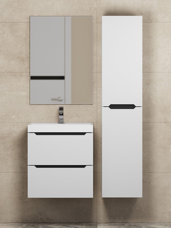 Шкаф-пенал для ванной Uperwood Tanos подвесной, 33х27х150 см, универсальный, белый/графит