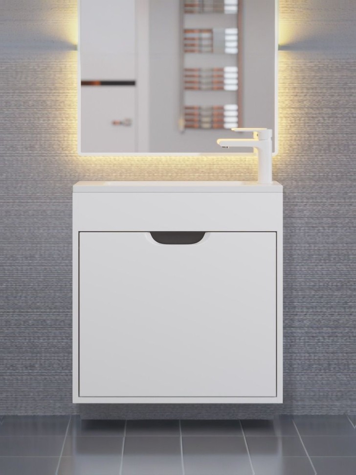Тумба под раковину для ванной подвесная Uperwood Modul 60х21х60 см, белая/графит