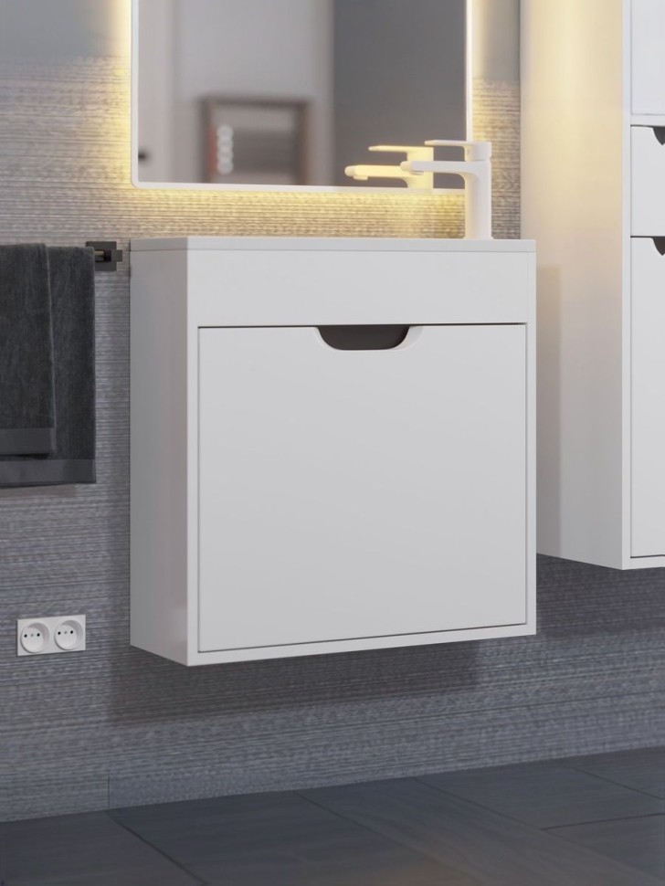 Тумба под раковину для ванной подвесная Uperwood Modul 60х21х60 см, белая/графит