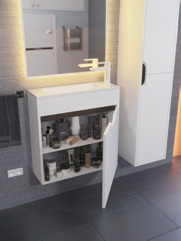 Тумба под раковину для ванной подвесная Uperwood Modul 60х21х60 см, белая/графит