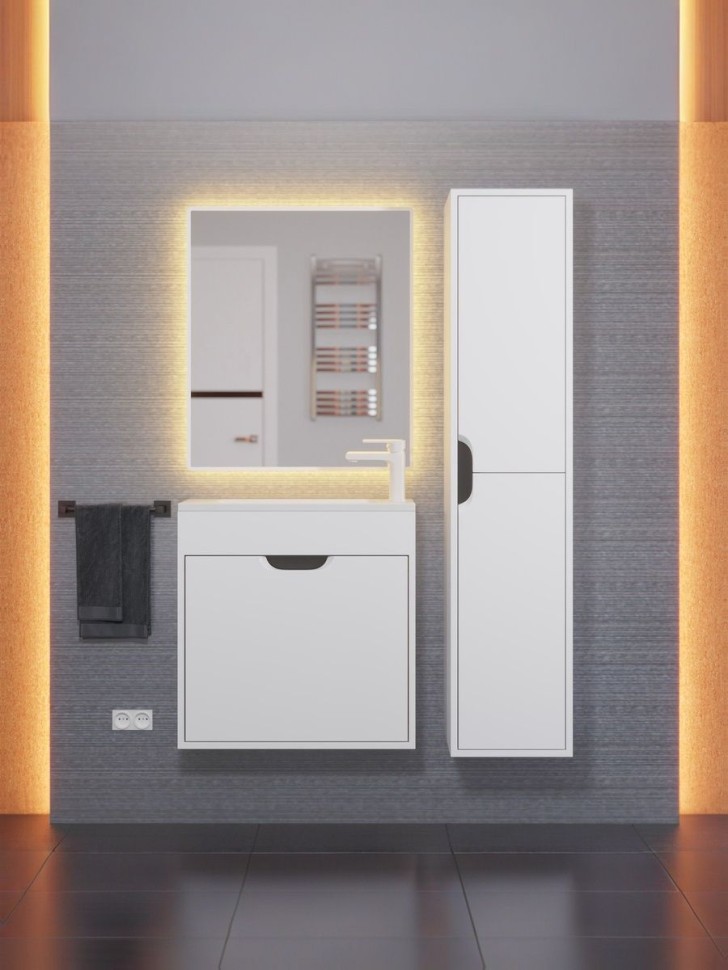 Тумба под раковину для ванной подвесная Uperwood Modul 60х21х60 см, белая/графит