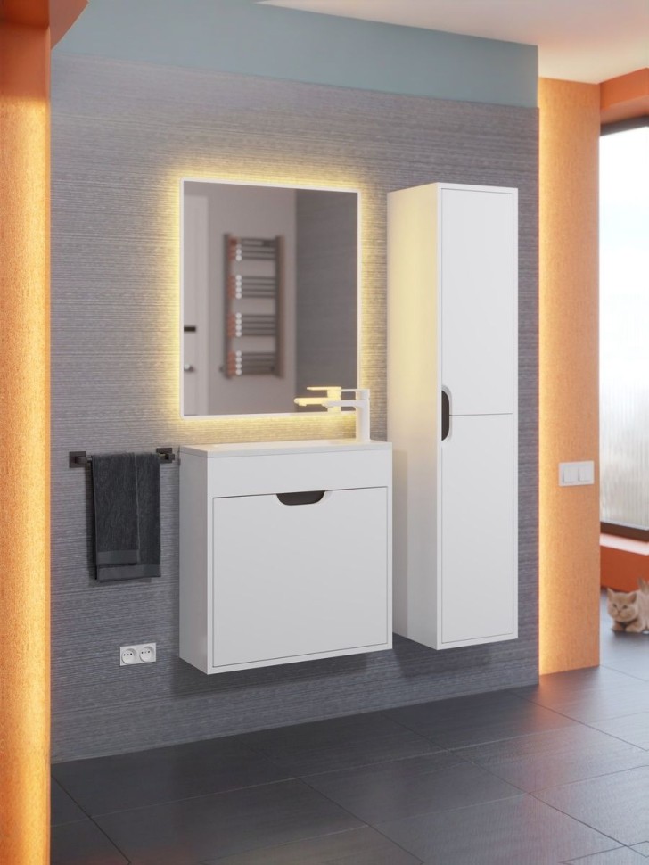 Тумба под раковину для ванной подвесная Uperwood Modul 60х21х60 см, белая/графит