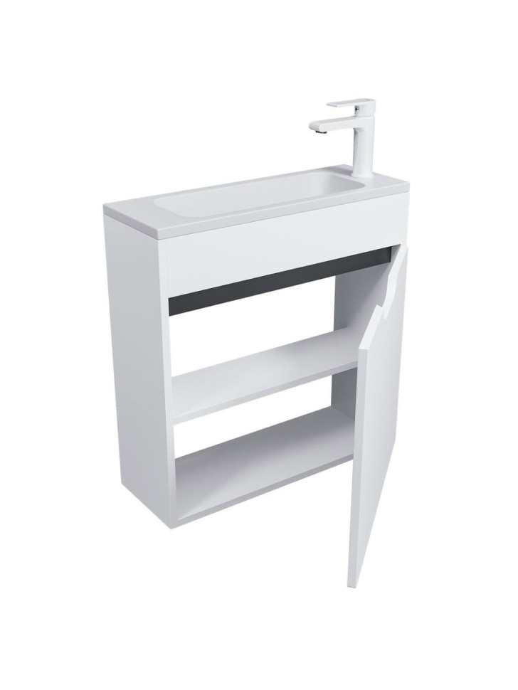 Тумба под раковину для ванной подвесная Uperwood Modul 60х21х60 см, белая/графит