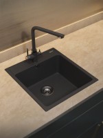 Кухонная мойка из искусственного камня Uperwood UPD-406, прямоугольная, цвет уголь