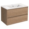 База под раковину Gio 800 подвесная, 2 выкатных ящика soft-close, N.Oak