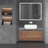 База под накладную раковину Mesa 1000 подвесная, 1 выкатной/1 скрытый ящик soft close, T.Oak + Beton