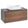 База под накладную раковину Mesa 1000 подвесная, 1 выкатной/1 скрытый ящик soft close, T.Oak + Beton