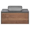База под накладную раковину Mesa 1000 подвесная, 1 выкатной/1 скрытый ящик soft close, T.Oak + Beton