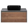 База под накладную раковину Mesa 1000 подвесная, 1 выкатной/1 скрытый ящик soft close, T.Oak + Beton