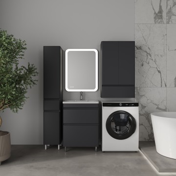 Тумба напольная STYLELINE "Атлантика 60", Люкс Плюс графит с раковиной Атлантик 60