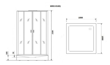 Душевая кабина Niagara Premium NG-6002-01GQ (100х100х210) низкий поддон(16 см),стекло прозрачное,4 места