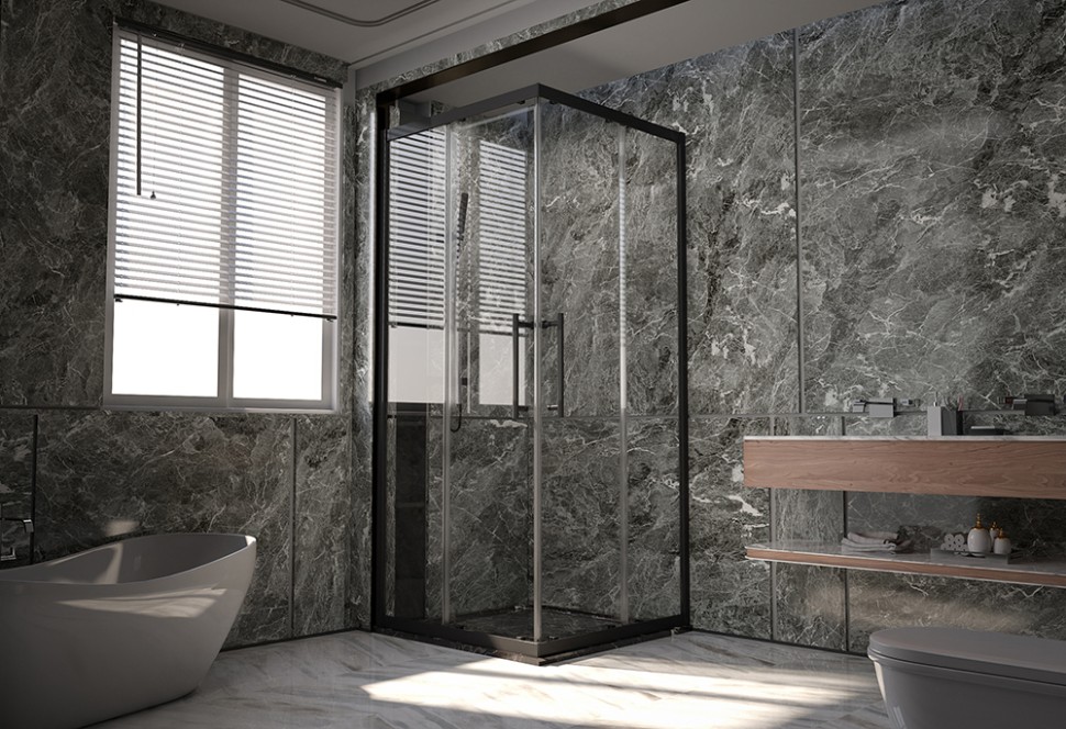 Душевой угол Veconi Premium Trento PTC-20B, 1200Х800x2000, черный матовый, стекло прозрачное