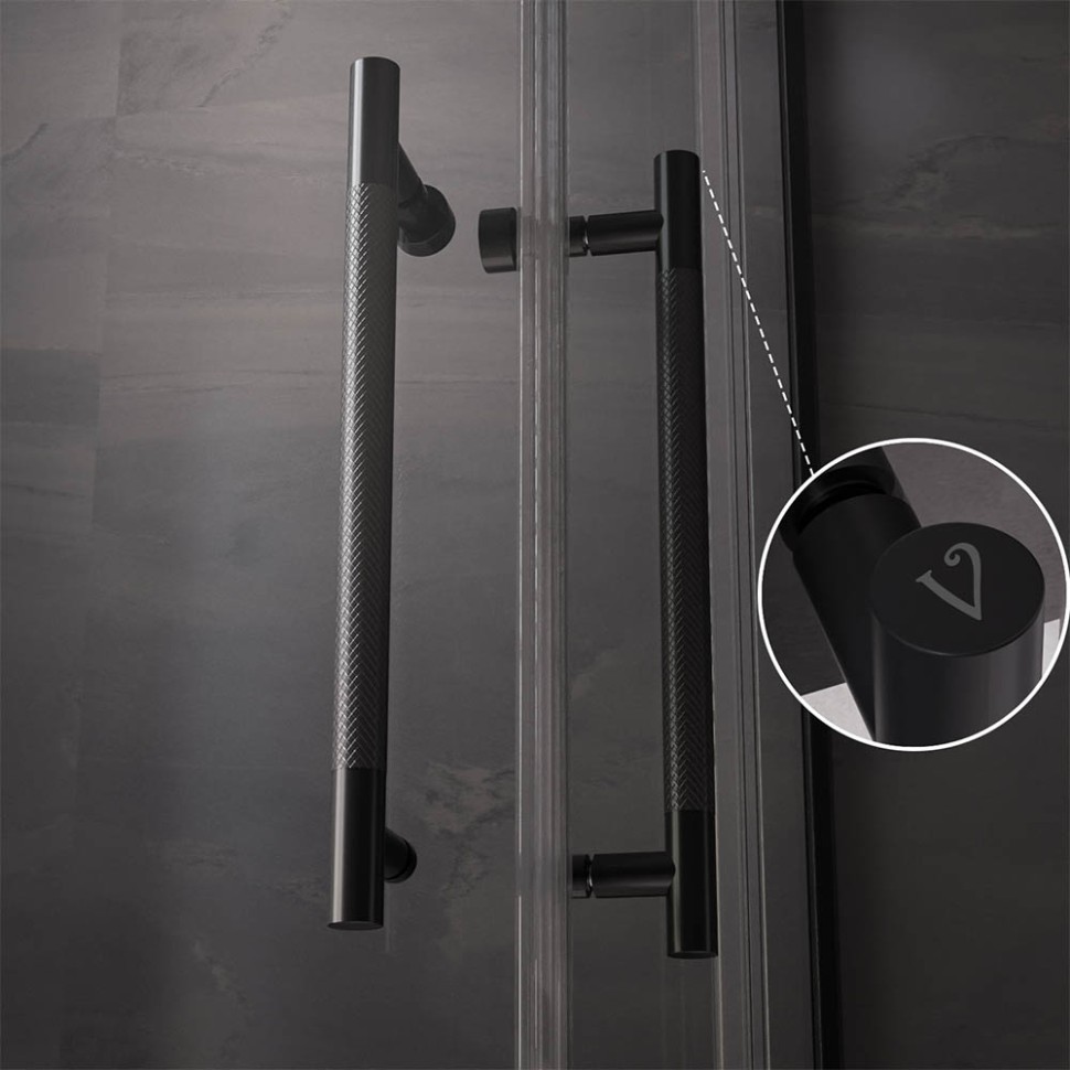 Душевой угол Veconi Premium Trento PTC-20B, 1200Х800x2000, черный матовый, стекло прозрачное