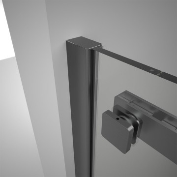 Душевой угол Veconi Rovigo RV-075GR, 1700х900х2000 графит брашинг, стекло прозрачное