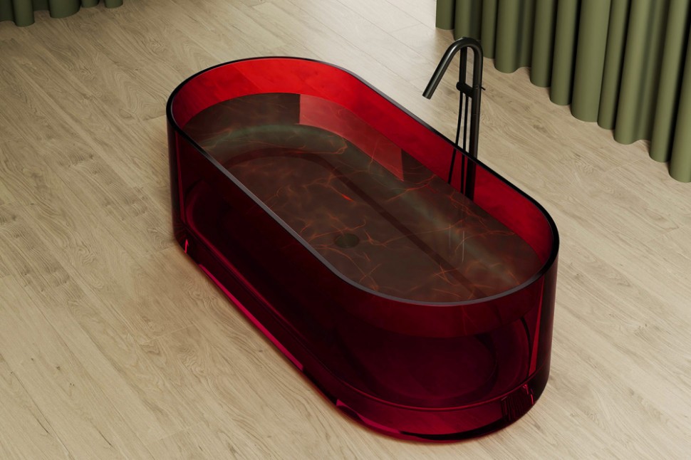 Прозрачная ванна ABBER Kristall AT9708Rubin красная
