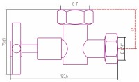Вентиль запорный крестовой G 1&quot; НГ х G 3/4&quot; НГ