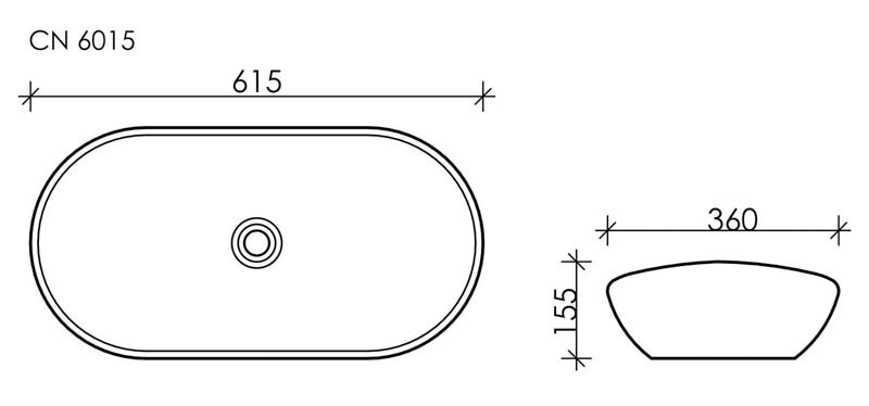 Умывальник чаша накладная овальная Element 620x360x145мм