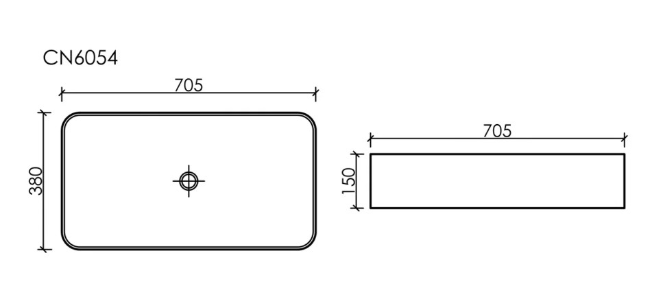 Умывальник чаша накладная прямоугольная Element 705x380x150мм