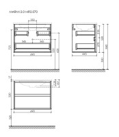 Тумба подвесная SANCOS Marmi 2.0 690х445х520 с двумя ящиками оснащенными доводчиками скрытого монтажа, дуб чарльстон, арт.MR2.070ECH