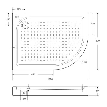 Акриловый поддон BelBagno TRAY-BB-RH-100/80-550-15-W-L
