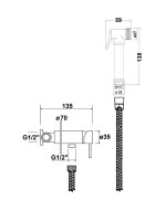 AQM 6020MB Minimal Готовый комплект гигиенического душа (скрытый монтаж, латунная лейка), Matt Black