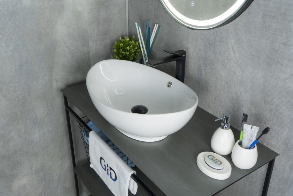 Раковина Gid N9019 51108 накладная белая 60x37x19