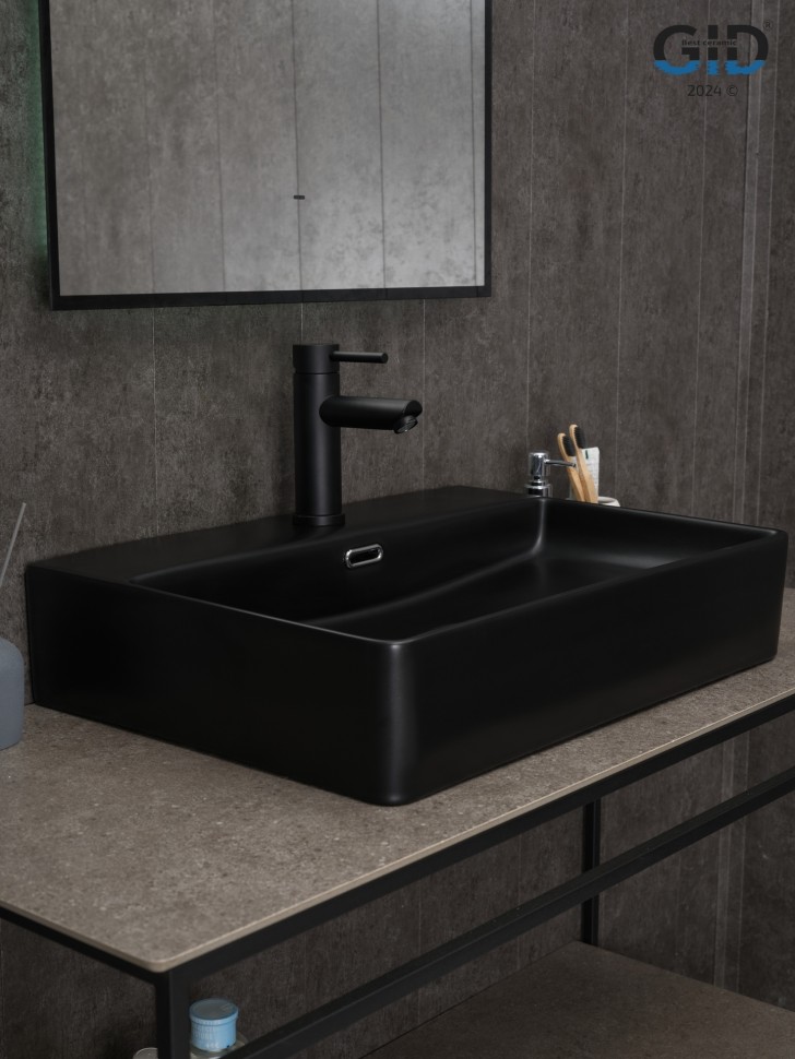 Раковина Gid Bm9256 53375 накладная черная матовая 60x42x14