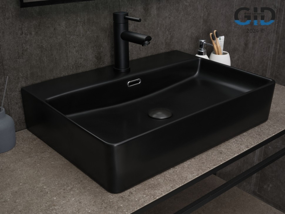 Раковина Gid Bm9256 53375 накладная черная матовая 60x42x14