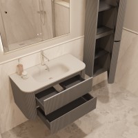 База под раковину Vincea  Alto 1000 подвесная, 2 выкатных ящика soft close, светло-серый матовый