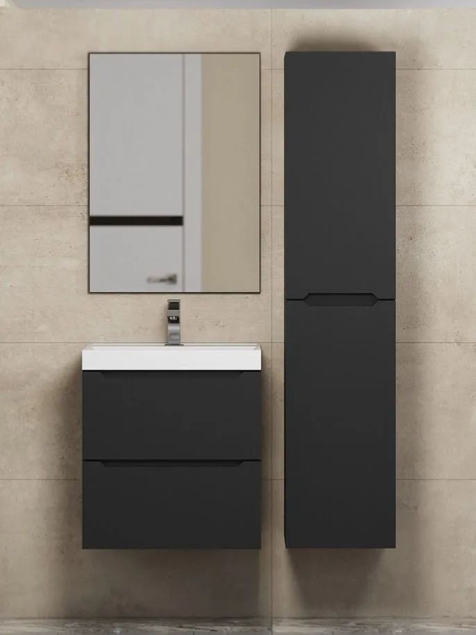 Шкаф-пенал для ванной Uperwood Tanos 33*25,5*150 см, подвесной, универсальный, черный