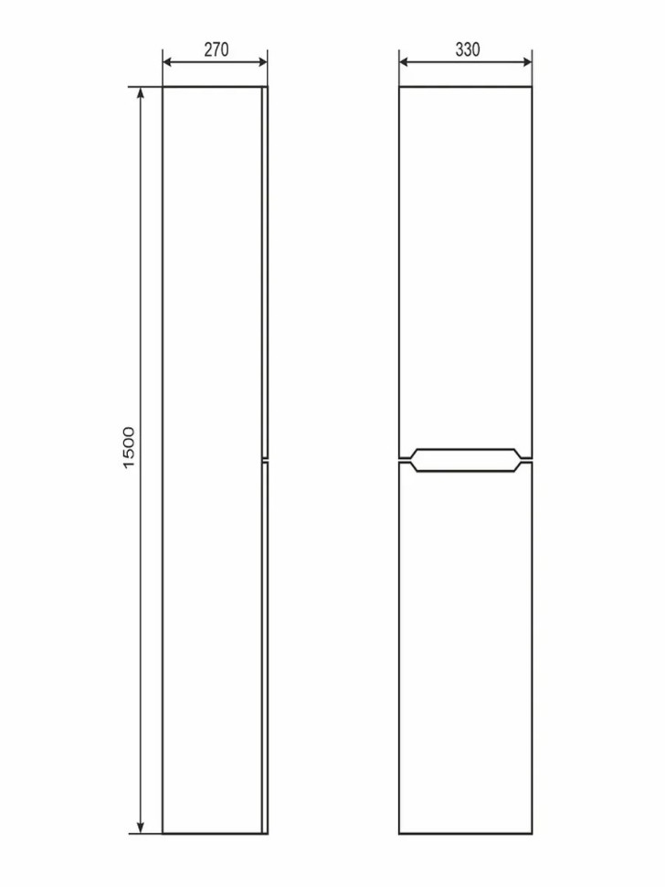 Шкаф-пенал для ванной Uperwood Tanos 33*25,5*150 см, подвесной, универсальный, черный