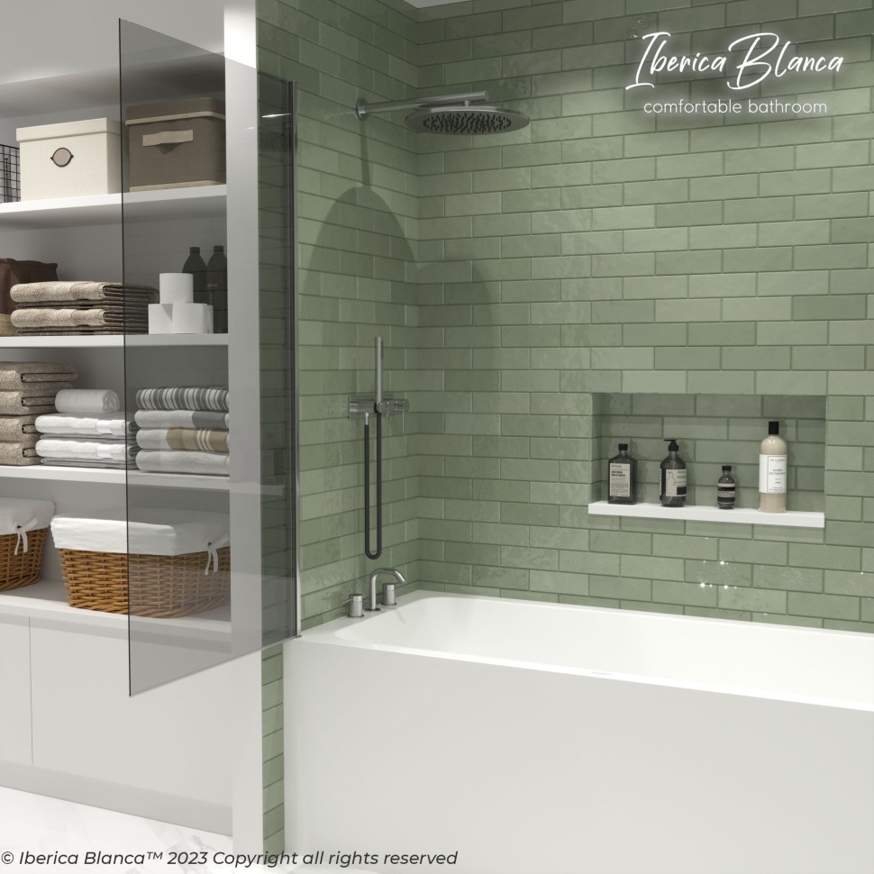 Шторка для ванны IBERICA BLANCA Mod.802 Wide Open поворотная тонированное стекло/хром 70х150см (IB802.TC.150.70)