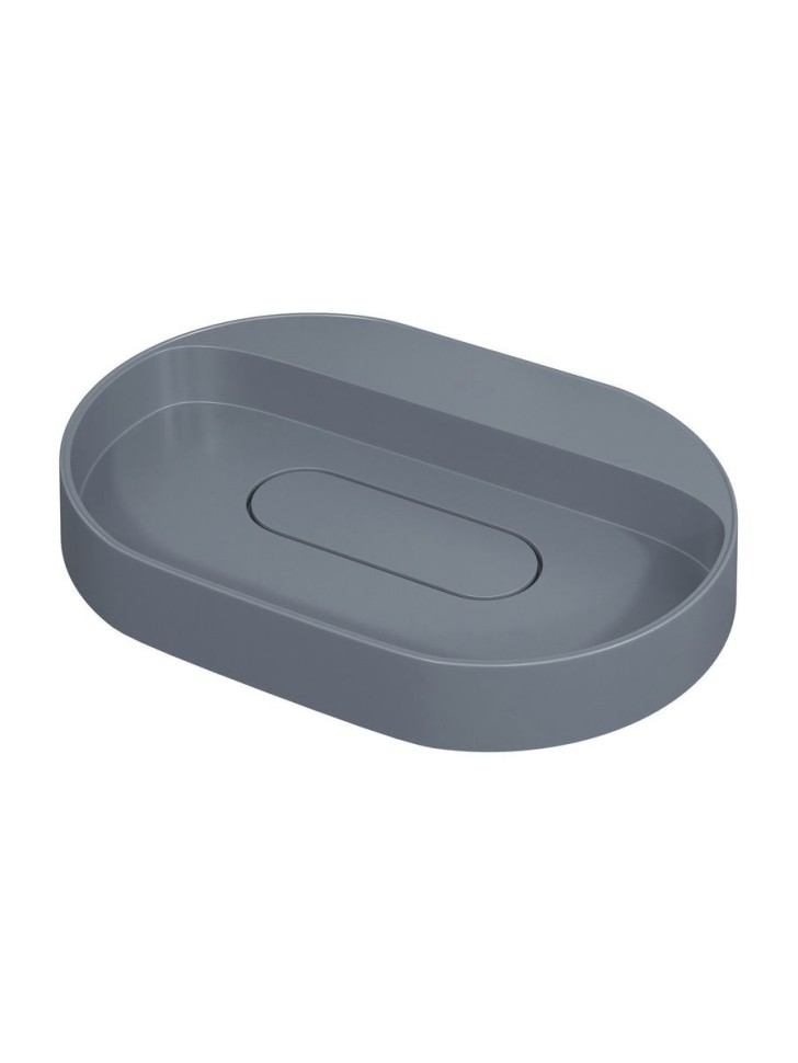 Раковина накладная овальная Uperwood Tanos Quartz 55 см, без отверстия для смесителя, серая, бетон