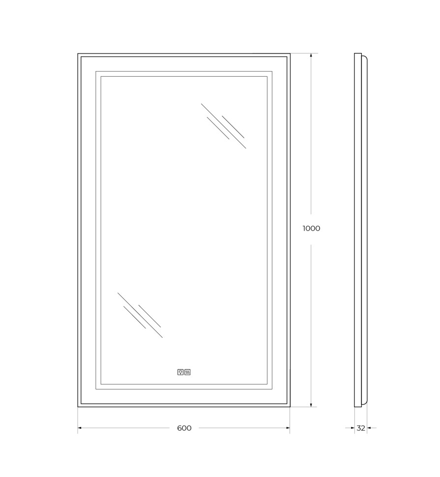 Зеркало BelBagno SPC-KRAFT-600-1000-LED-TCH-WARM