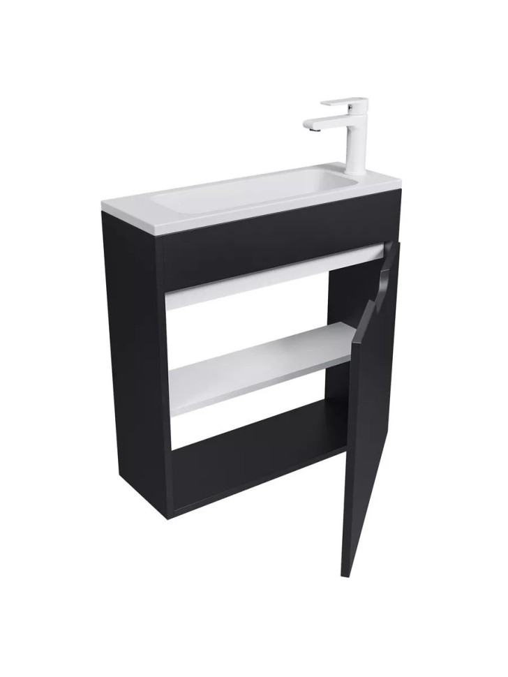 Тумба под раковину для ванной подвесная Uperwood Modul 60х21х60 см, чернаяатовая