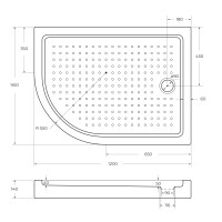 Акриловый поддон CEZARES TRAY-A-RH-120/90-550-15-W-R