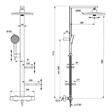 Душевая система ALU+ с термостатом Ideal Standard Rose (Розовый)