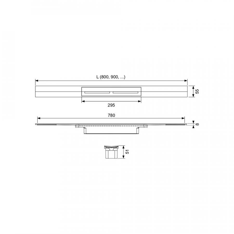 Профиль для душа TECEdrainprofile, 1000 мм, PVD Brushed Black Chrome