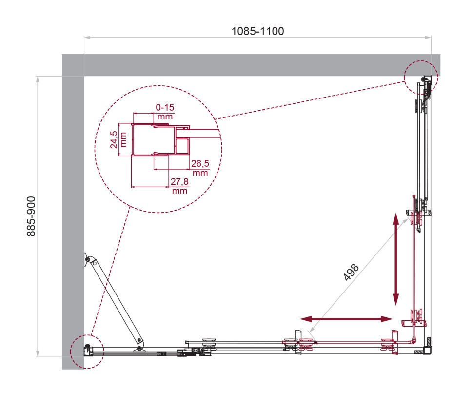 Душевой уголок BelBagno LUCE-AH-21-110/90-P-Cr