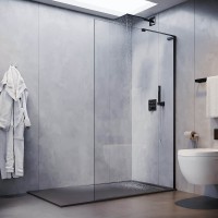 Душевая перегородка Veconi Korato KR-77B, 1000x2000, черный матовый, стекло прозрачное