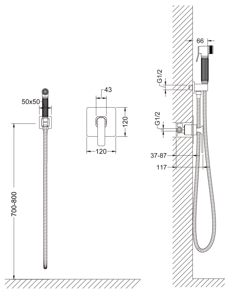 Смеситель встроенный с гигиеническим душем Timo Torne 4389/00SM хром