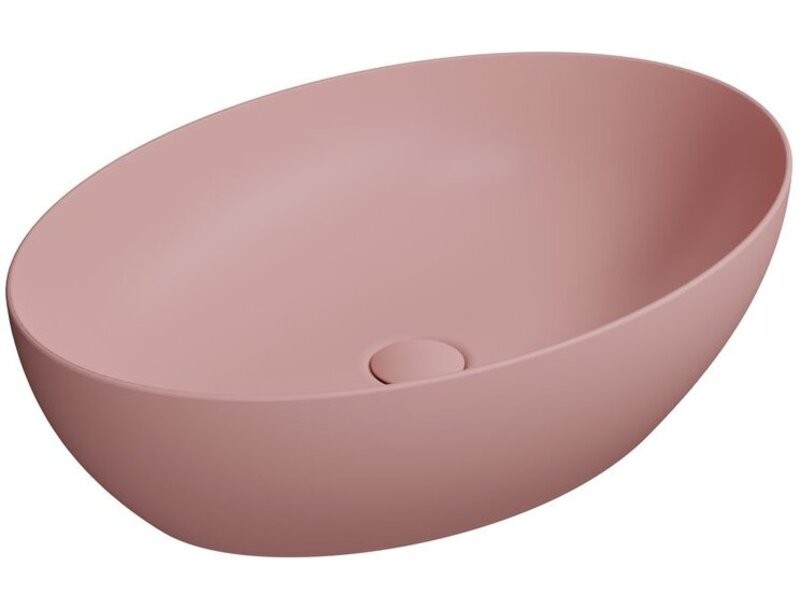 Раковина-чаша накладная GSI PURA 8842PVC24 600 мм х 420 мм, без отверстия под смеситель, без перелива, с донным клапаном, цвет матовый Blush