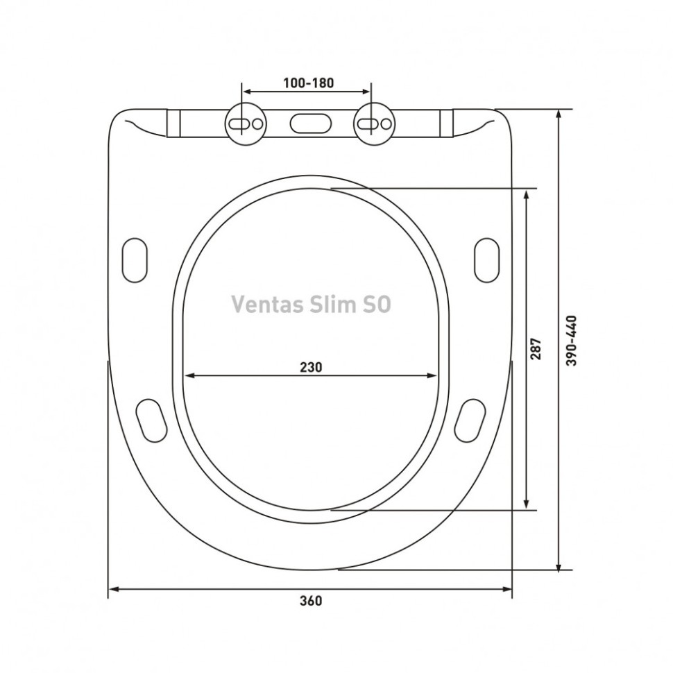 Унитаз BERGES подвесной VENTAS Black Rimless 49 см, сиденье дюропласт Ventas Slim SO, микролифт, быстросъём