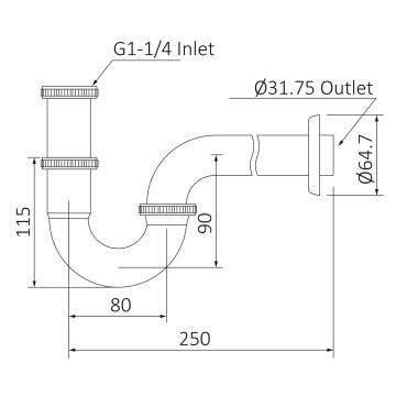 Сифон для раковины Timo 961/18L черное золото