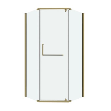 Душевое ограждение Grossman Pragma 302.K33.03.9090.32.00 (90х90х195) трапеция,распашная,золото сатин,стекло прозрачное, 1 место