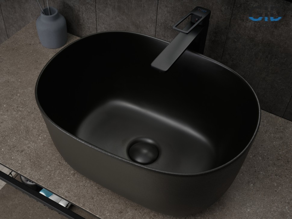 Раковина Gid N9302bg 53377 накладная черная графит 45x32x22