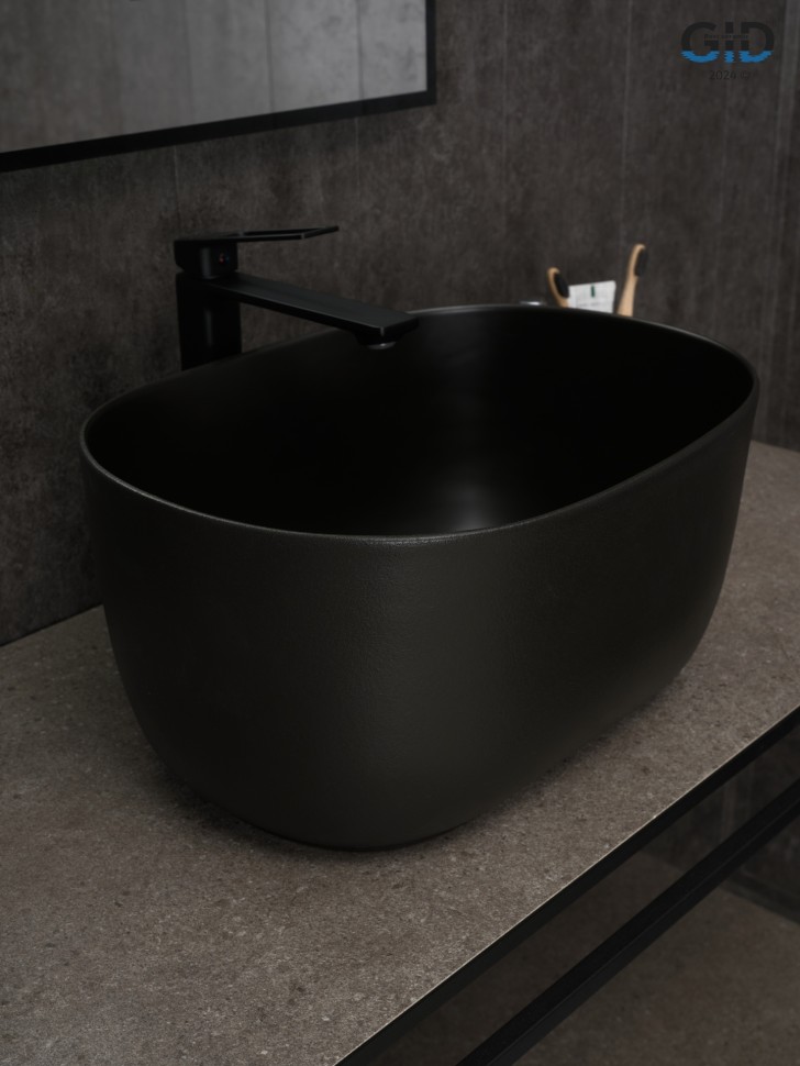 Раковина Gid N9302bg 53377 накладная черная графит 45x32x22