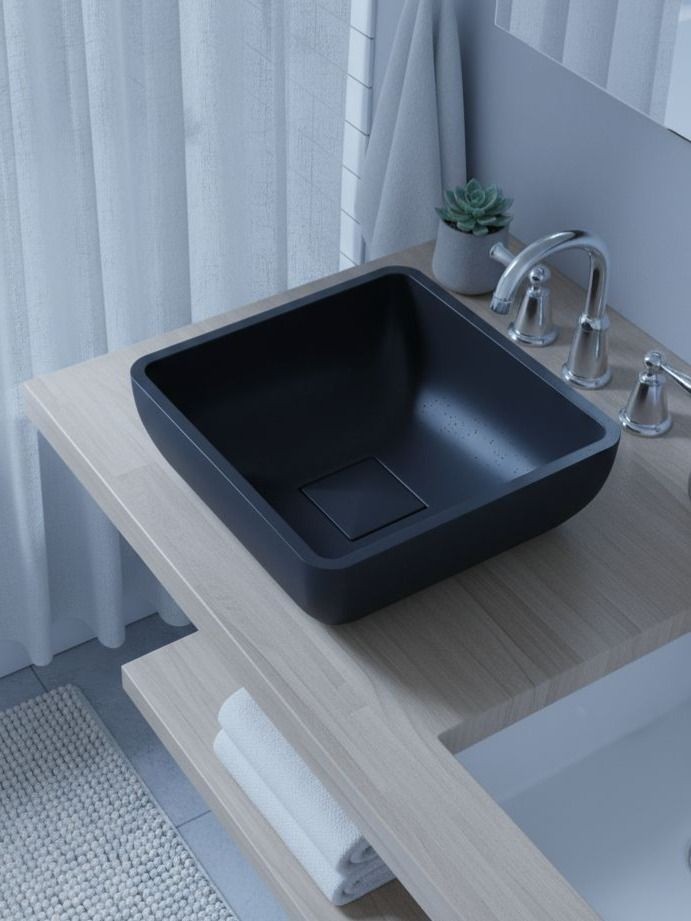 Раковина для ванной накладная Uperwood Florida квадратная, бетон, цвет черный